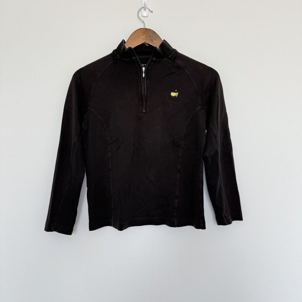 Masters Augusta National Pullover Womens Small Black Half Zip Golf Pima Cotton